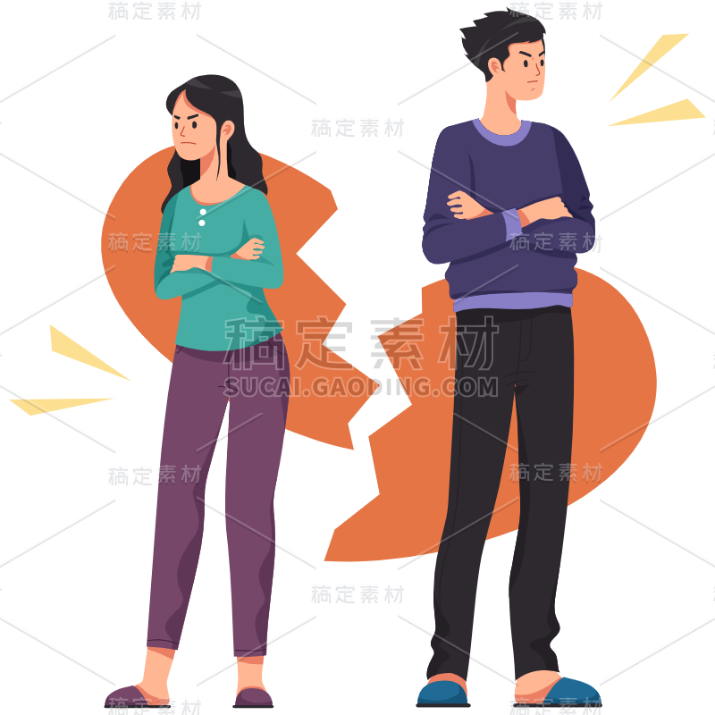 扁平-离婚吵架人物场景插画-SVG8