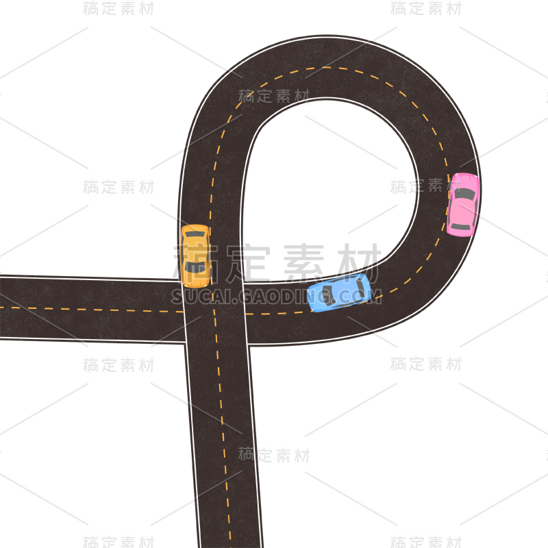 手绘-公路路面贴纸