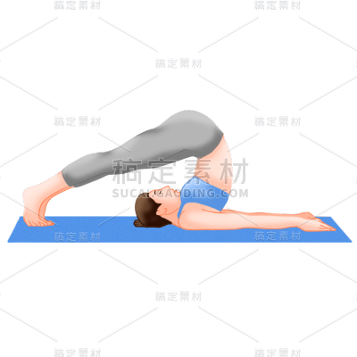 手绘-瑜伽运动女性人物插画3