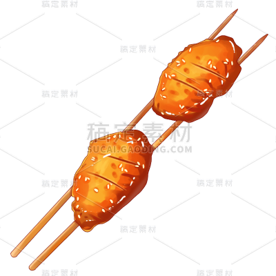 手绘-烧烤烤串美食元素-烤串