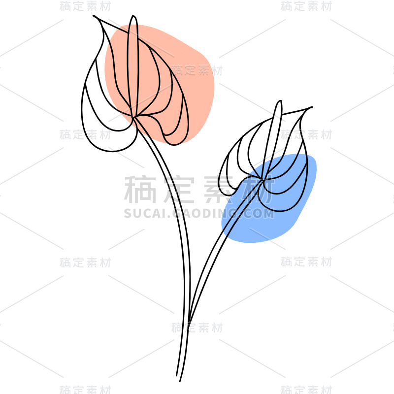 手绘-简笔画花卉植物元素-SVG10