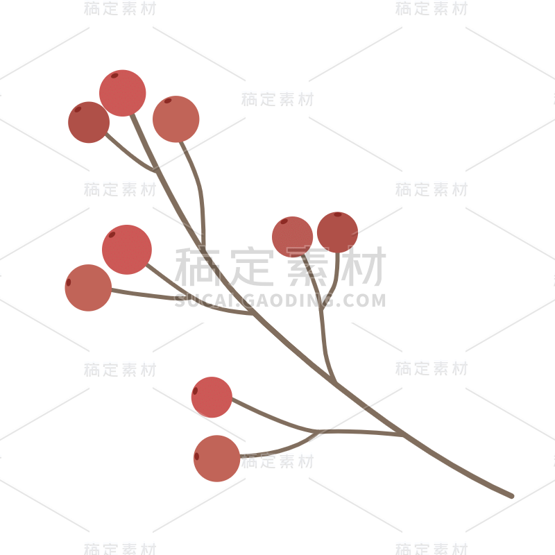 扁平-植物元素贴纸-SVG-树枝