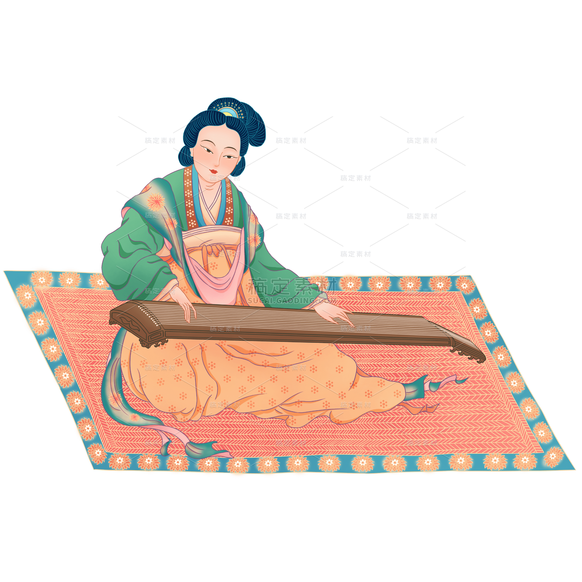 高质量插画-国潮细线白描