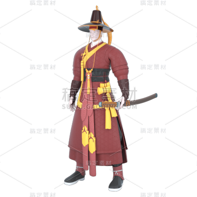 2.5D带刀侍卫古代表演人物元素贴纸