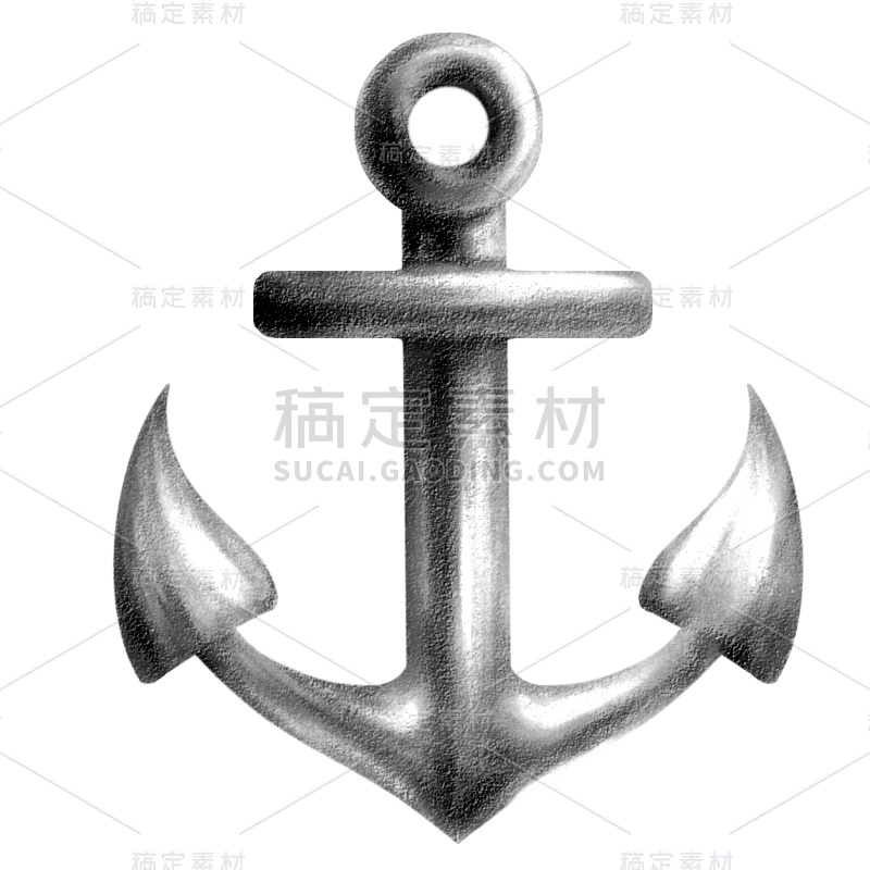 手绘-钓具元素-船锚