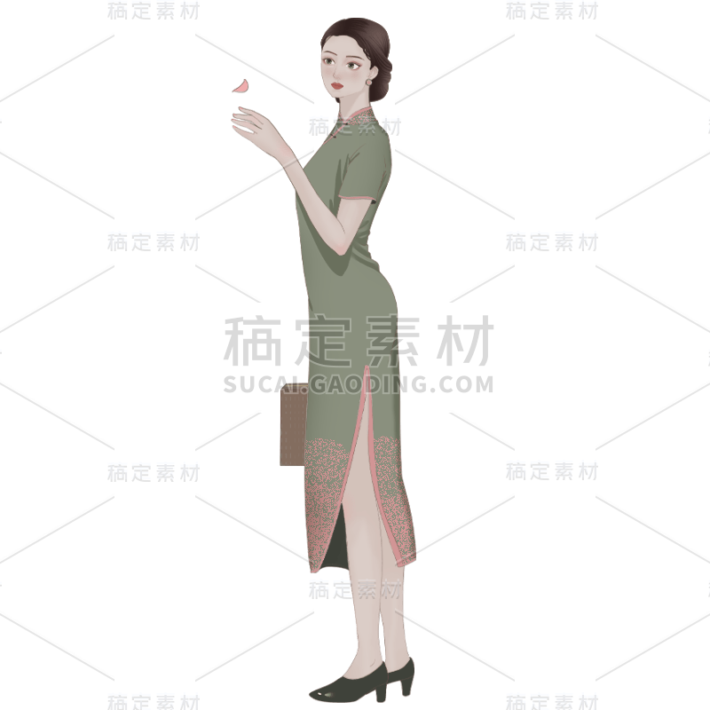 手绘-民国女性人物插画6