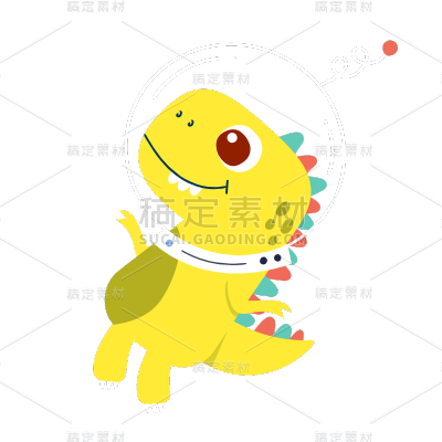 手绘-扁平可爱星球贴纸SVG-恐龙