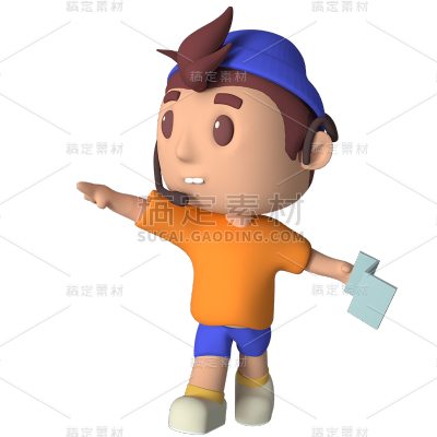 C4D卡通小男孩导游元素