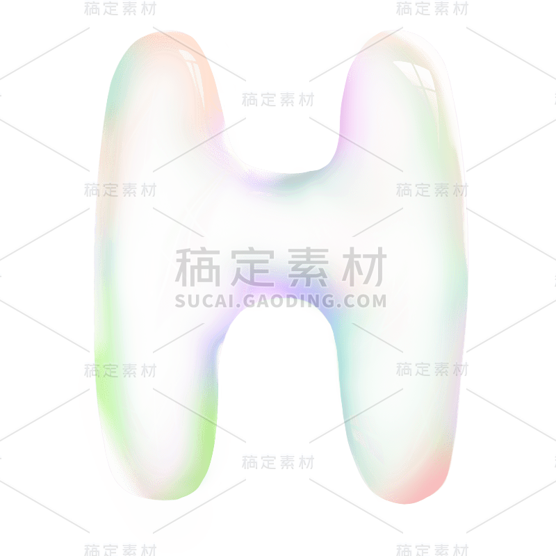 手绘-字母泡泡装饰元素贴纸-H