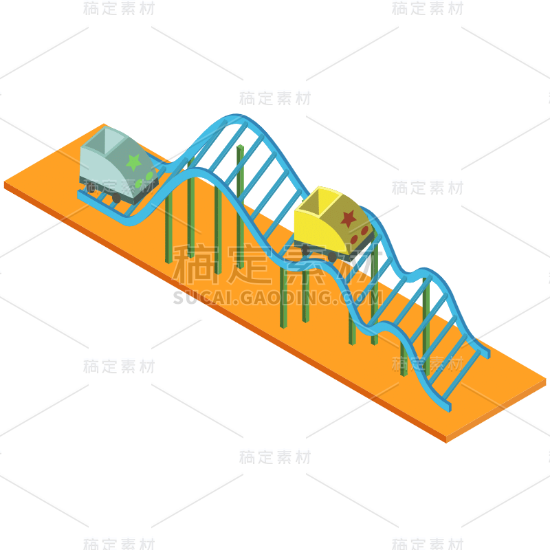 2.5D-游乐场元素贴纸-过山车