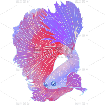 手绘-国潮金鱼动物元素贴纸2
