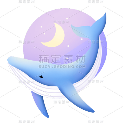 扁平-海洋日元素贴纸-鲸鱼