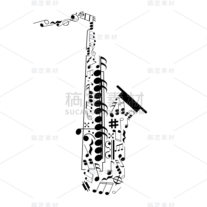 音符元素乐器贴纸-SVG-萨克斯