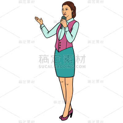 手持麦克风采访手绘贴纸