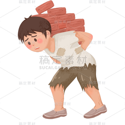 卡通画-贫困人物元素