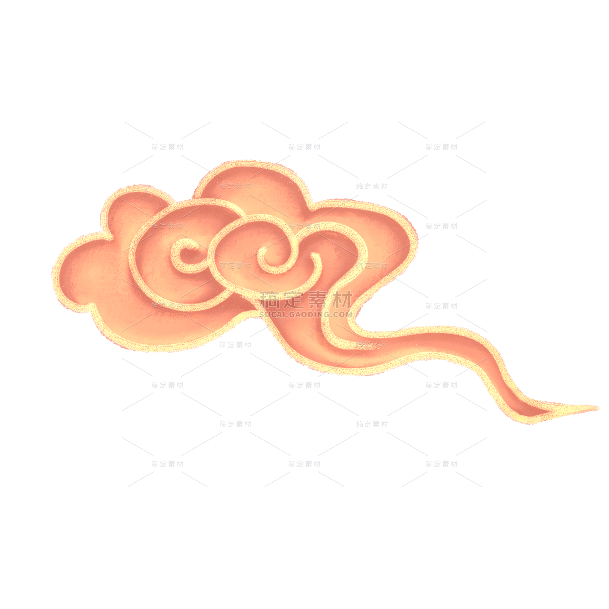 国潮风橙色祥云纹中国风装饰