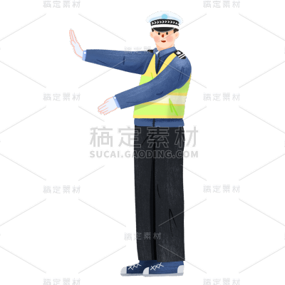 手绘-交通（货车、交警）贴纸2