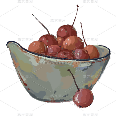 手绘-莫奈风静物贴纸-樱桃