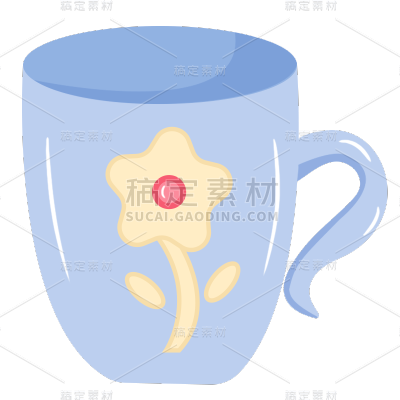 卡通浪漫蓝色水杯元素