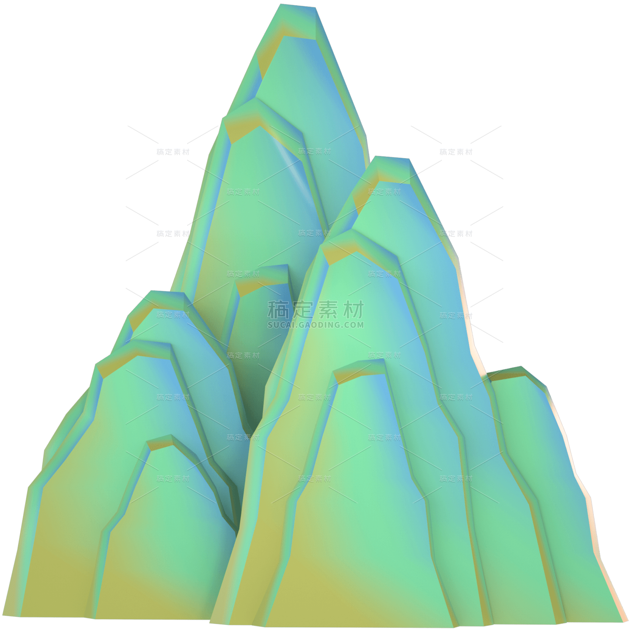 3D国潮-山峰渐变6