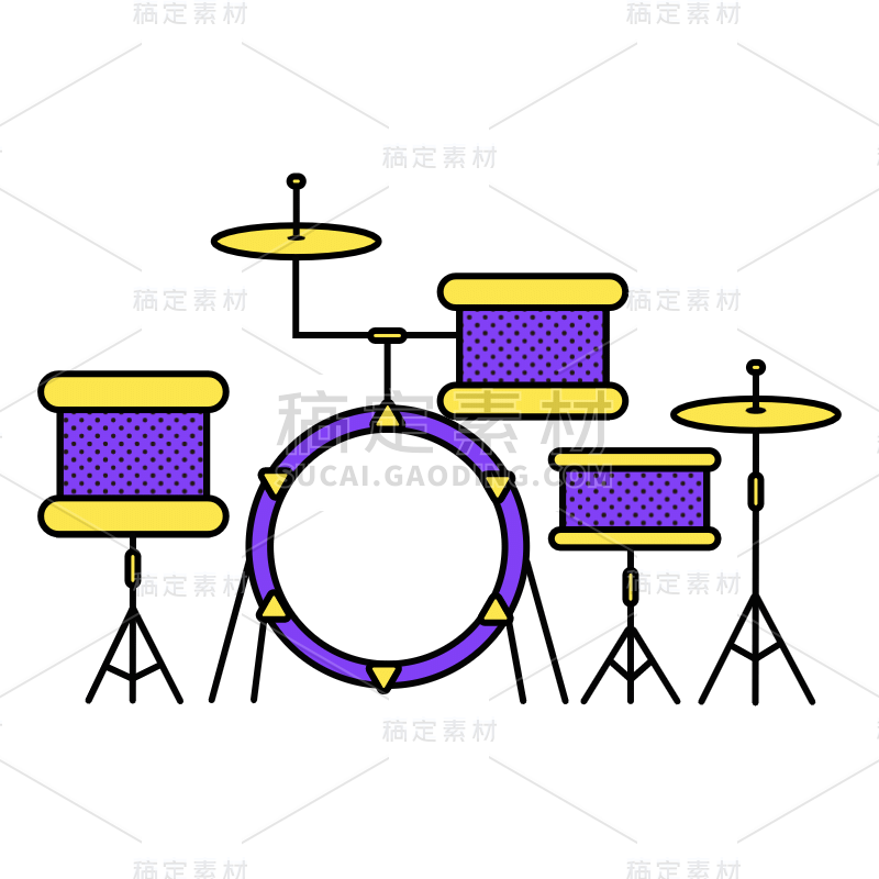 扁平-孟菲斯风架子鼓乐器元素5