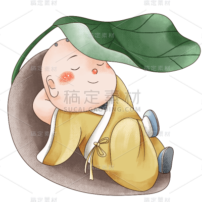 手绘-可爱小和尚元素1