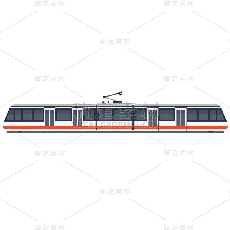 扁平-通勤工具交通元素贴纸-动车