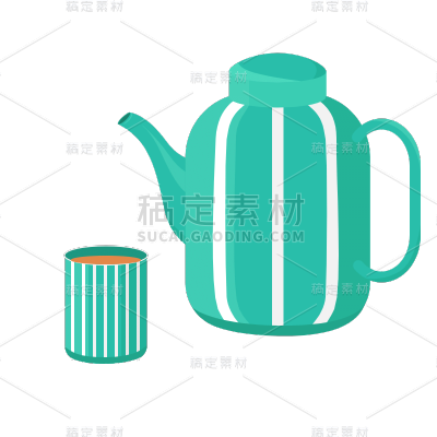 手绘-茶具元素家居生活贴纸9