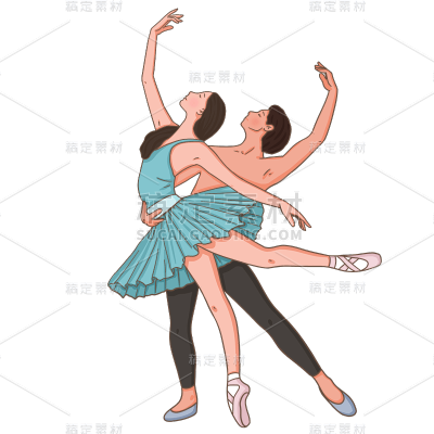 手绘-芭蕾舞者人物插画贴纸1