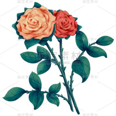 水彩月季花复古花卉贴纸