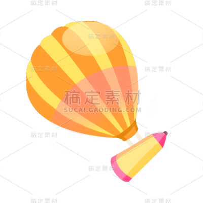 扁平风-手绘热气球