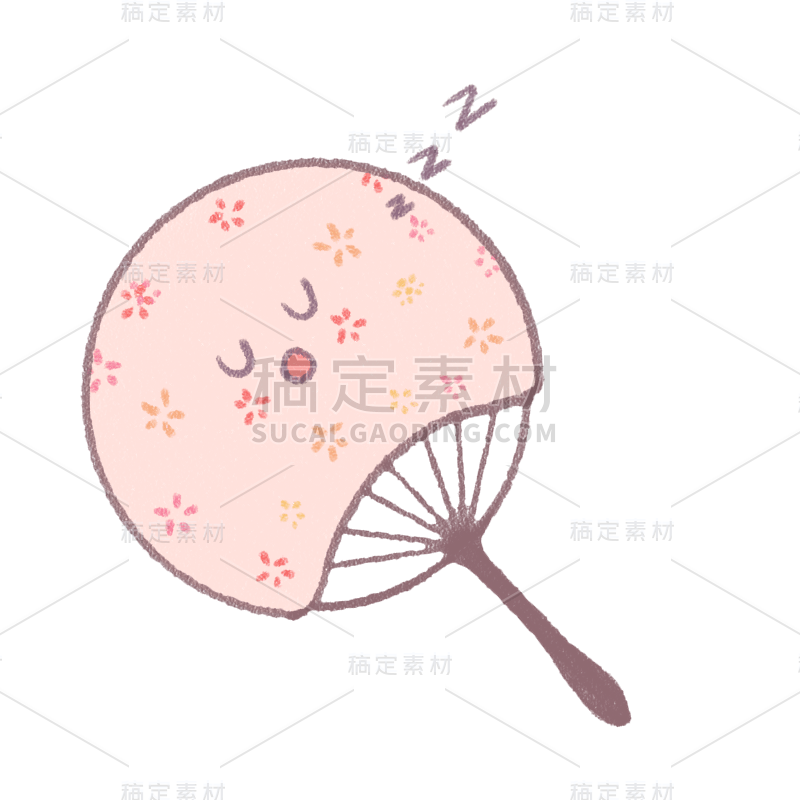 手绘-可爱涂鸦元素-团扇