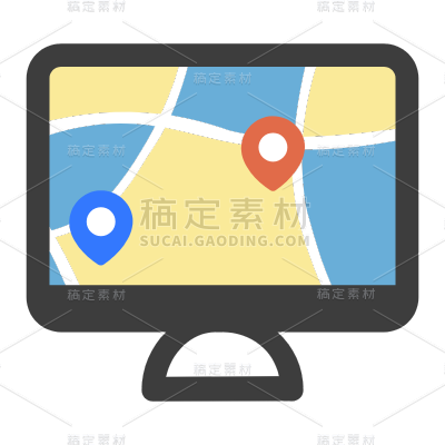 卡通电脑定位位置图标icon