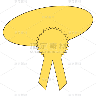 简约线条小红书素材贴纸黄色奖章