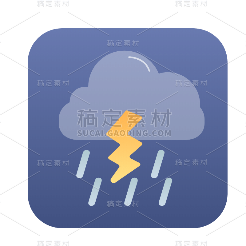 ICON-扁平天气icon-雷雨