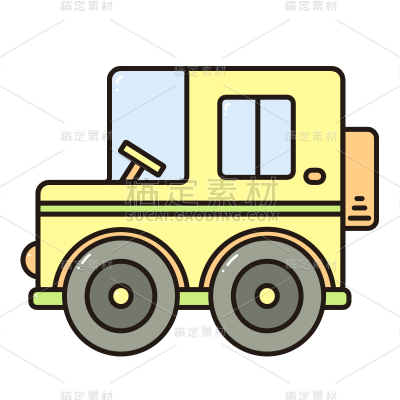 扁平风交通工具贴纸-SVG-吉普车