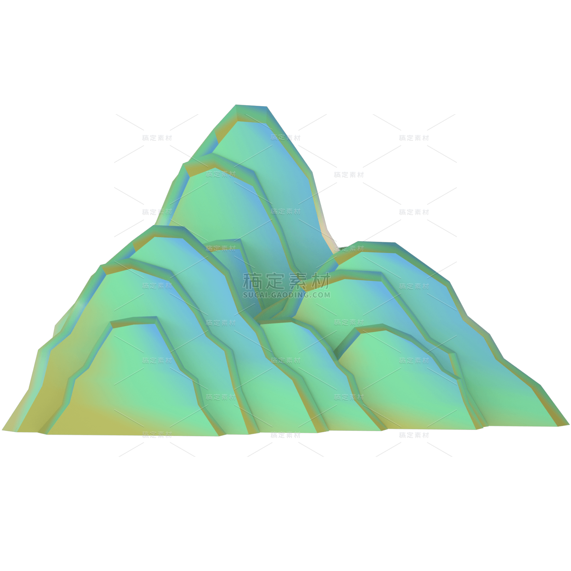 3D国潮-山峰渐变4