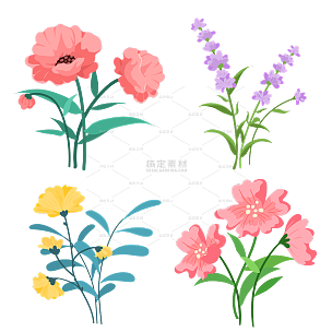 手绘水彩植物花卉元素4