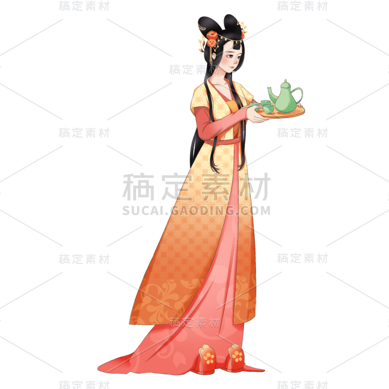 中国风-手绘人物插画-古风女性