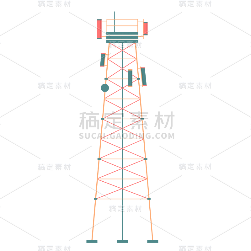 扁平风5G信号塔科技元素贴纸4