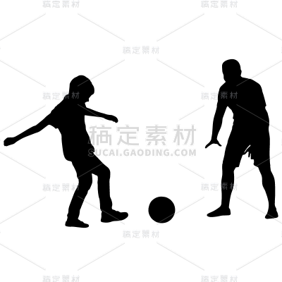 矢量-兄弟人物常规贴纸-踢足球