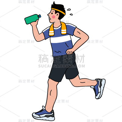 卡通动动奔跑的男子