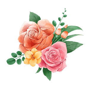 手绘粉色牡丹花花卉元素