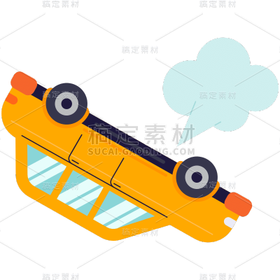 扁平-酒驾交通工具常规贴纸-翻车