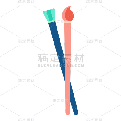 扁平风-兴趣班元素贴纸-画笔