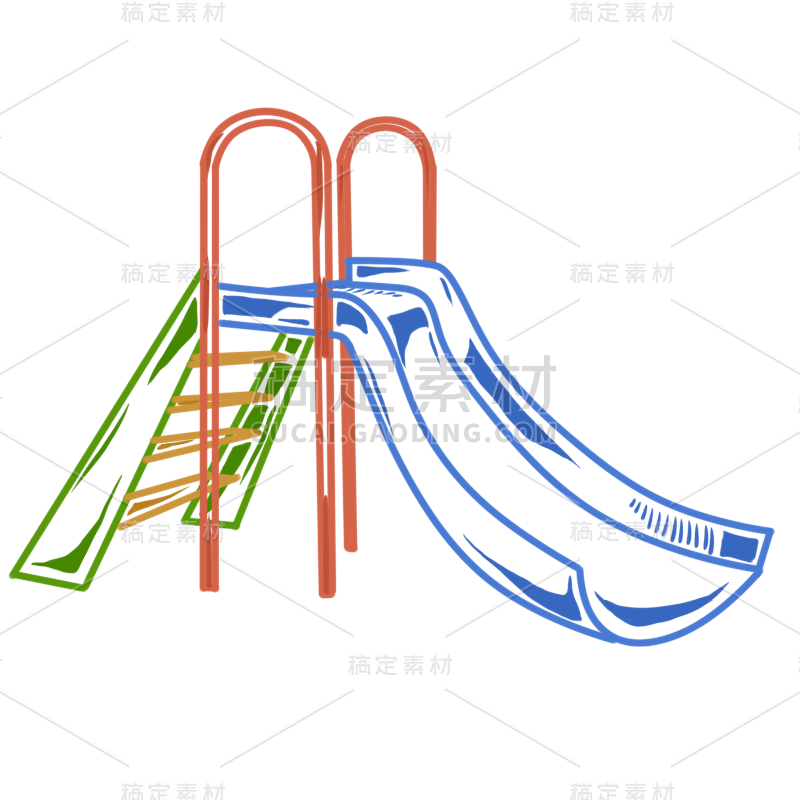 手绘-儿童节元素轮廓贴纸-滑梯