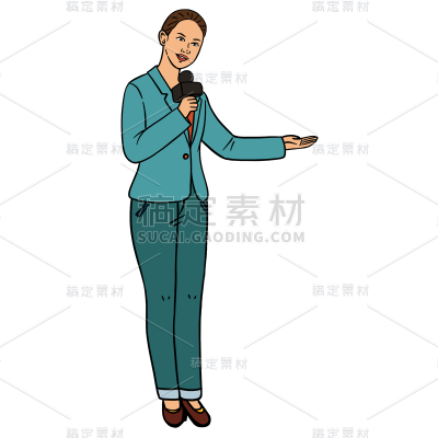 手持麦克风采访手绘贴纸