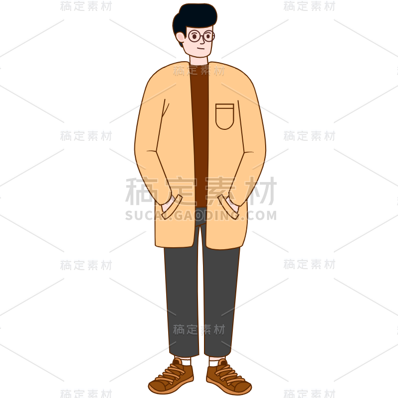 扁平-时尚穿搭男性人物插画-SVG3