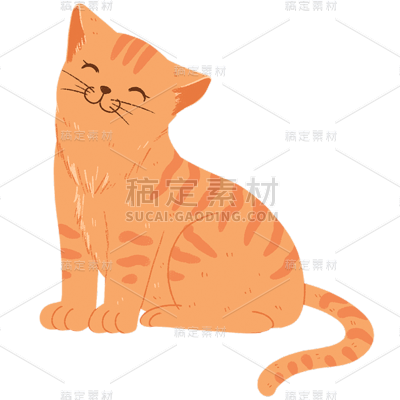 手绘-动物元素贴纸-猫