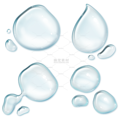 手绘透明水珠插画元素3